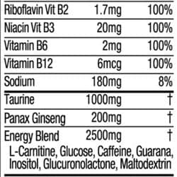 Contenu d'une boisson énergétique avec taurine